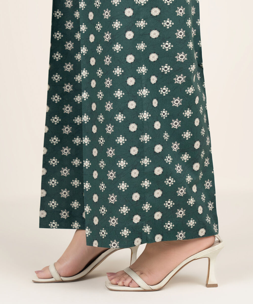Women's RTW Cambric Printed Green Culottes
