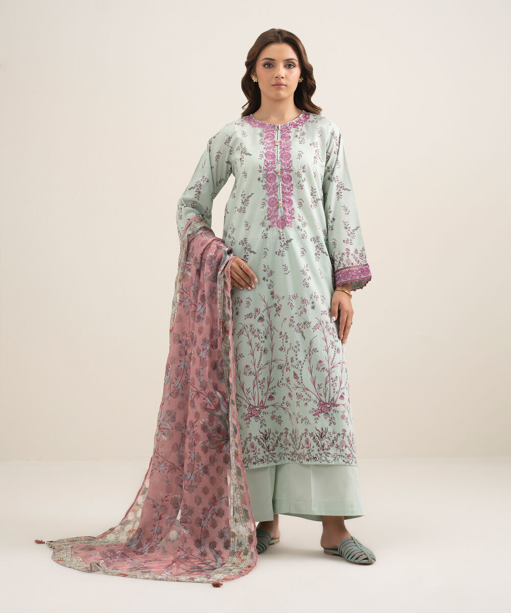 Women's RTW Lawn Embroidered Multi A-Line Shirt