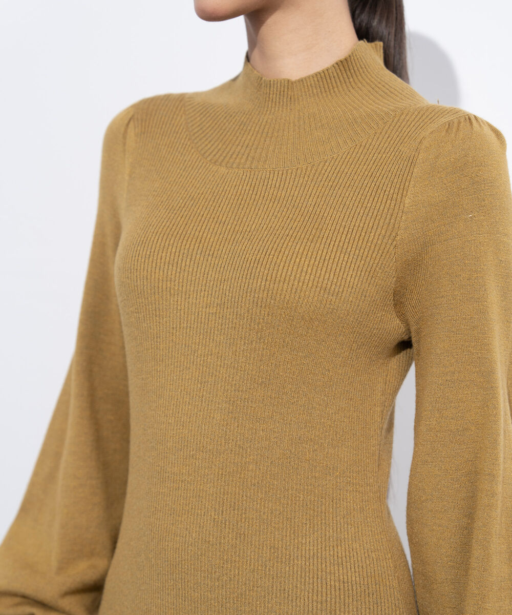 Women's Western Wear Mustard Sweater Knit Dress