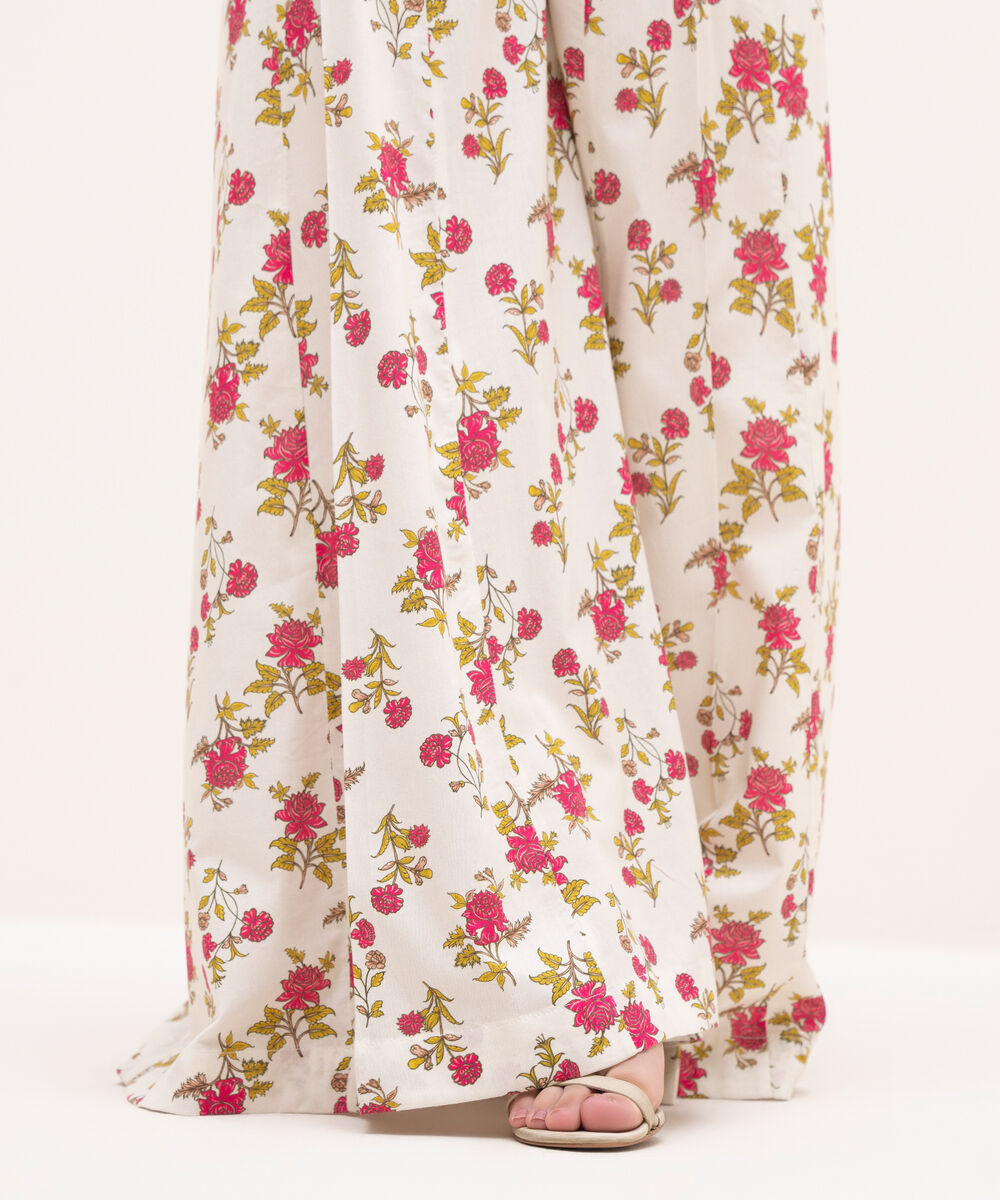 Women's RTW Cotton Viscose Beige Printed Sharara