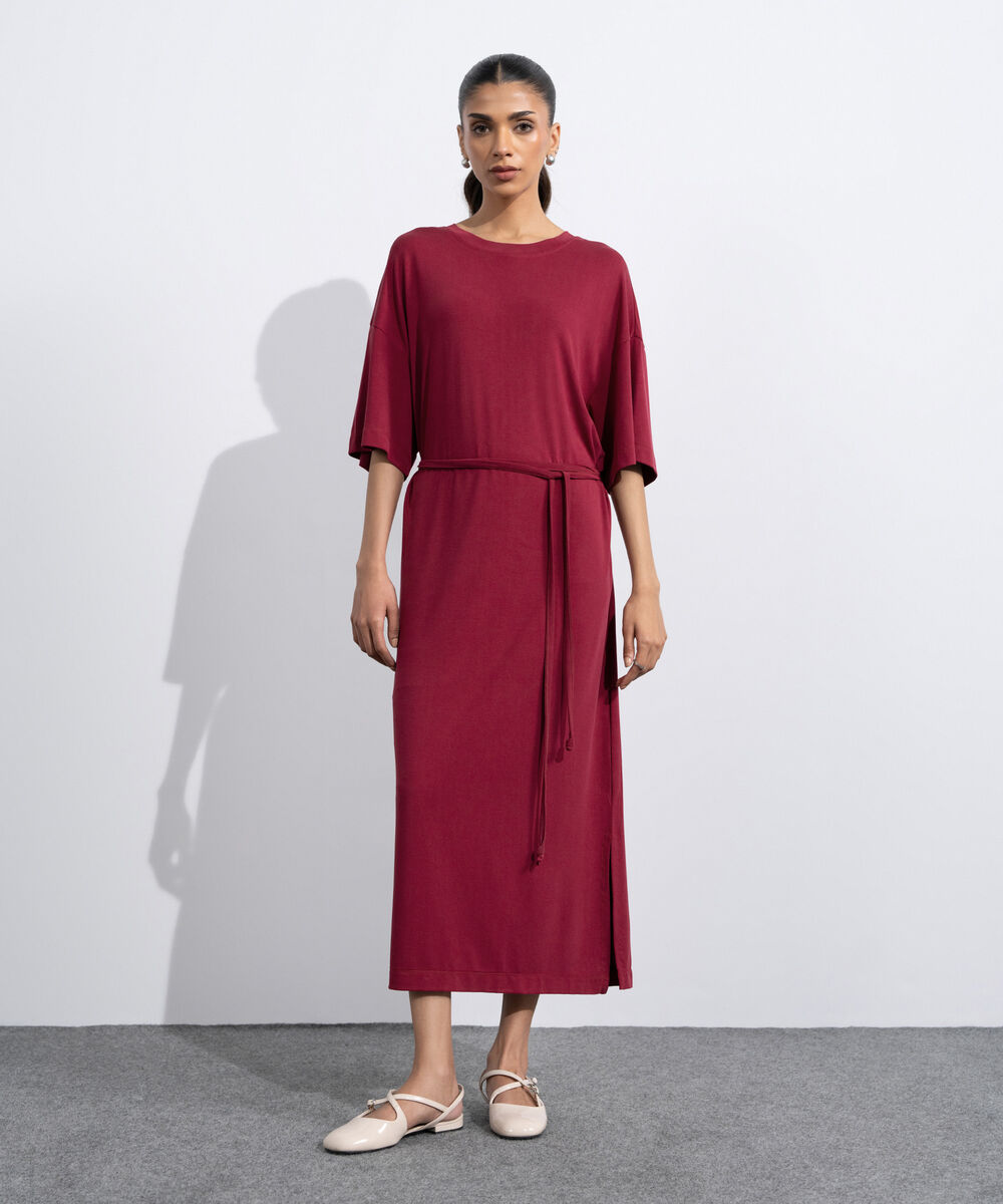 Women's Maroon Flowing Maxi Dress