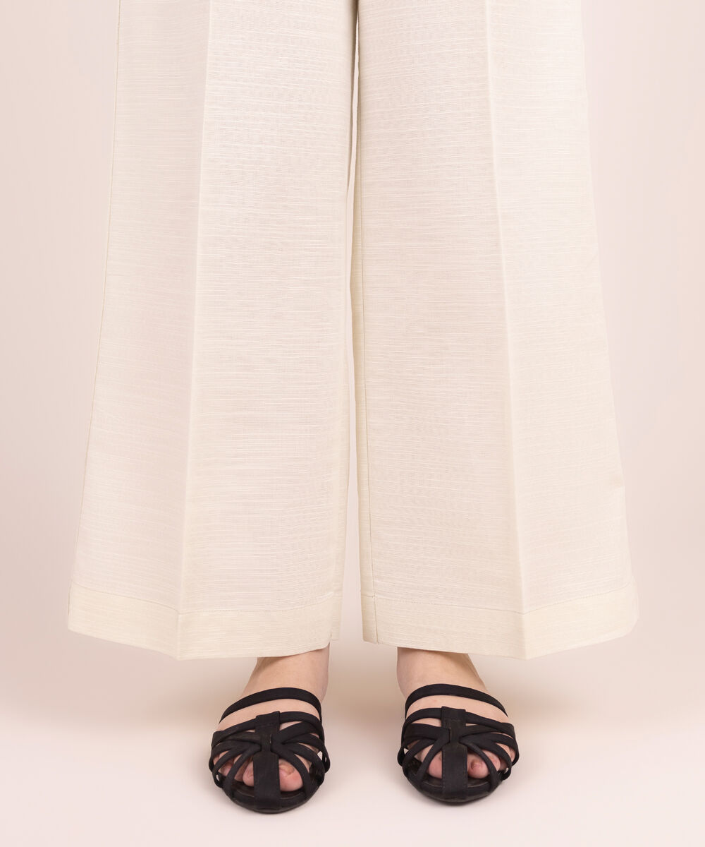 Women's RTW Khaddar Solid Off White Culottes