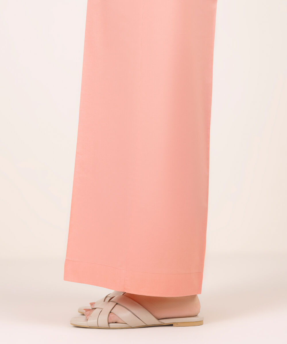 Women's RTW Cambric Solid Pink Flared Pants