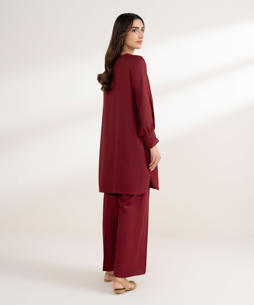 Women's RTW Bedford Solid Straight Red Shirt