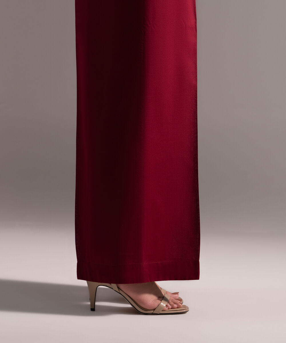 Women's RTW Cross Hatch Solid Maroon Culottes