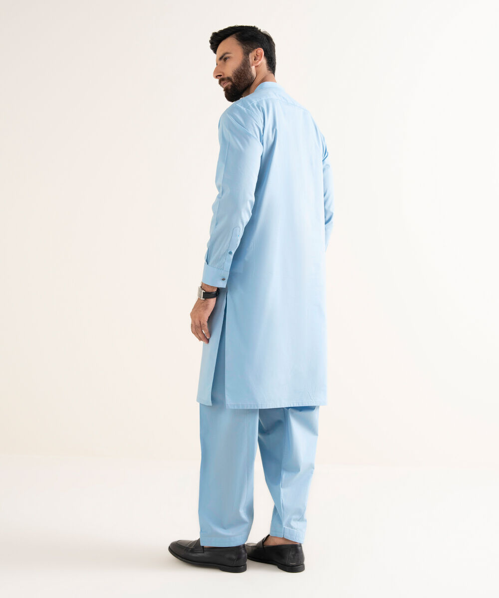 Men's Latha Plain Sky Blue Kurta Shalwar