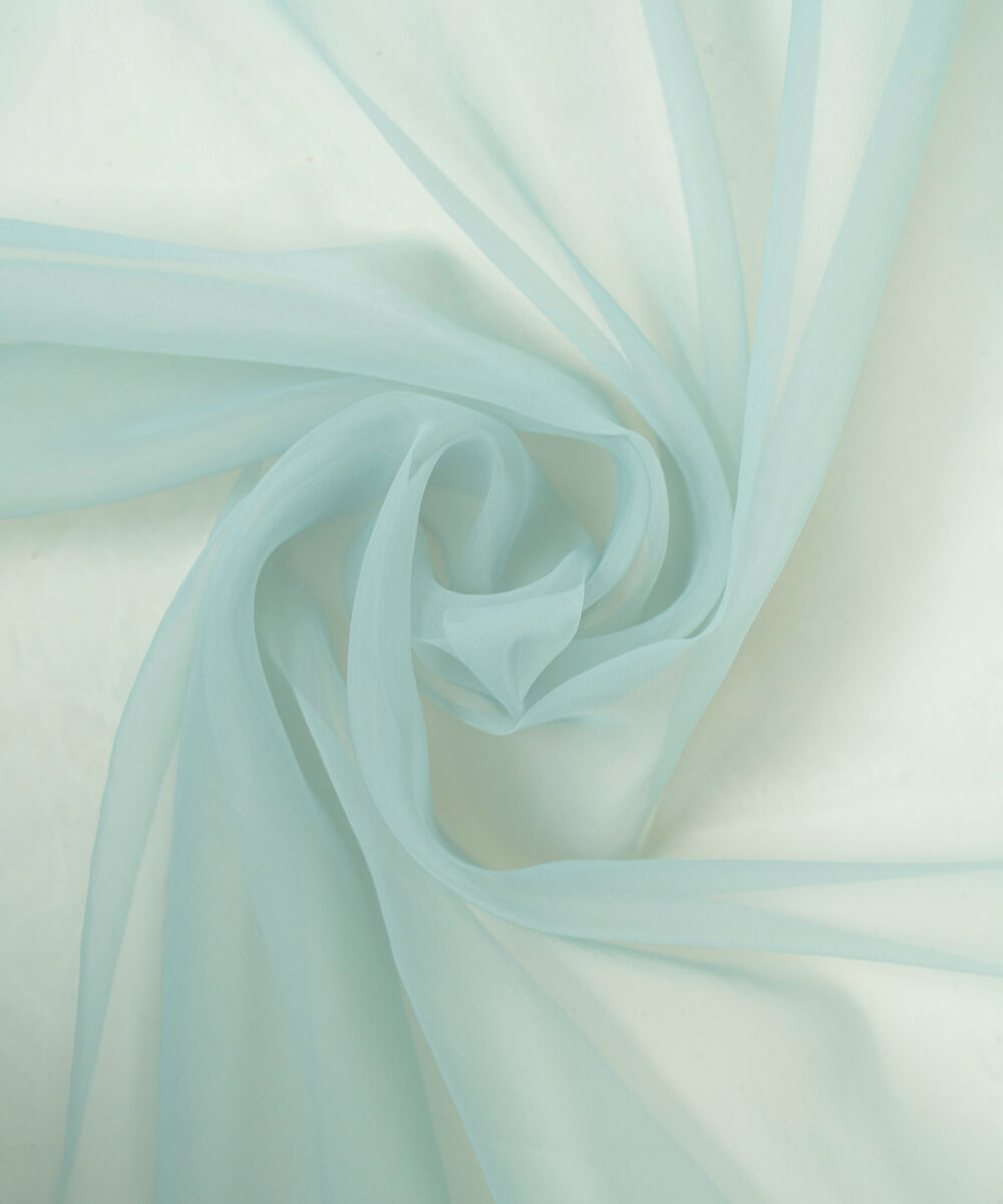 Blended Organza Solid Blue Dupatta