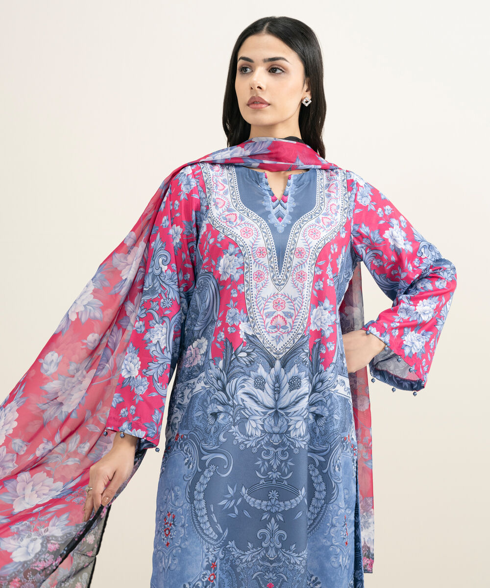 Women's RTW Blended Grip Silk Printed 3 Piece Suit