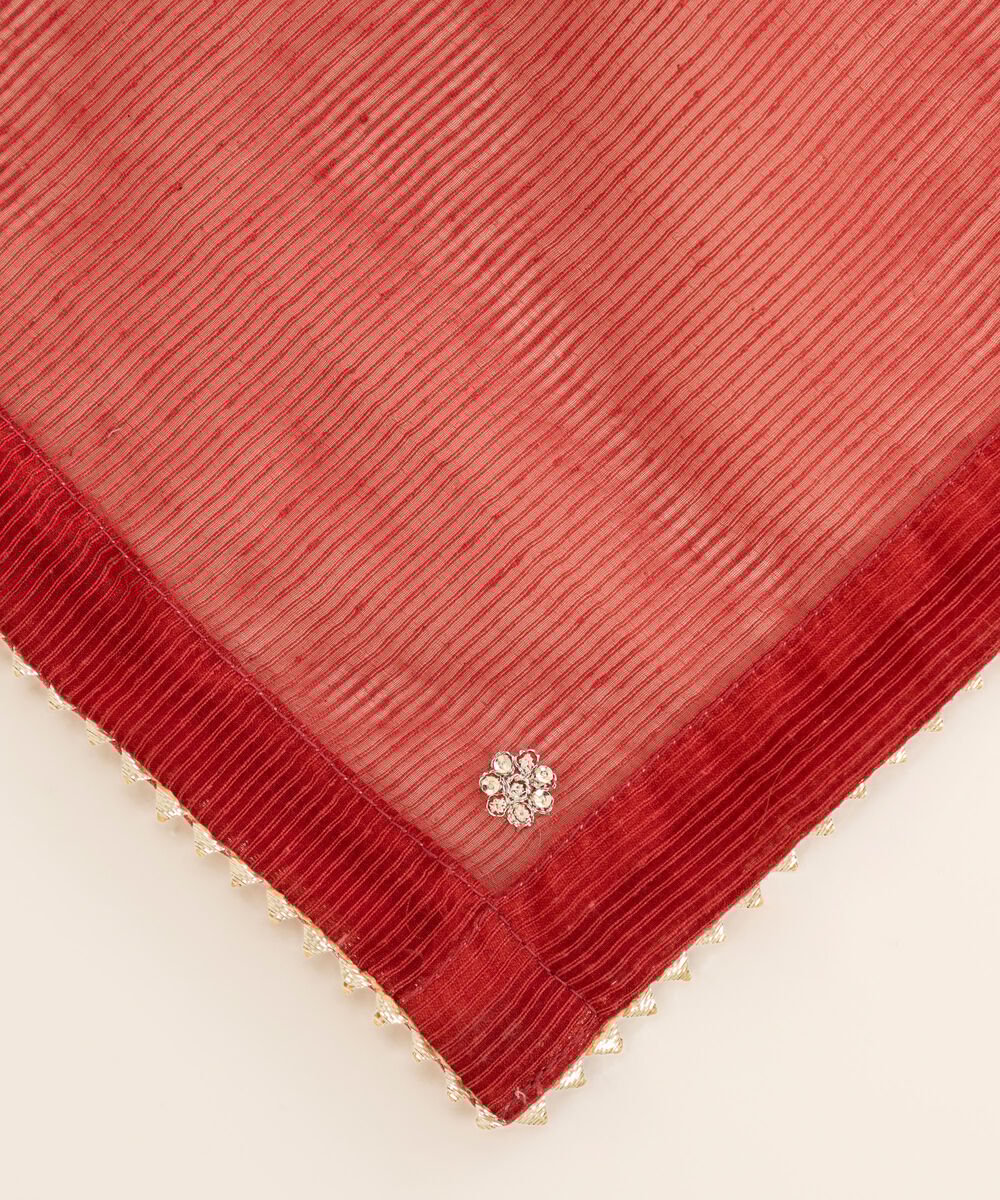 Blended Textured Karandi Embroidered Red Dupatta