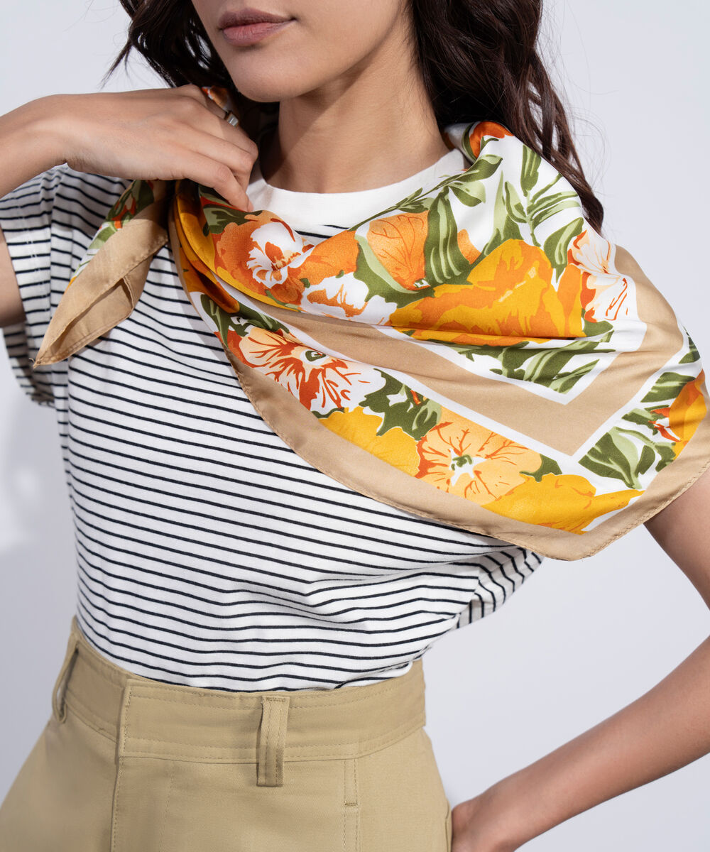 Women's Western Multi Floral Printed Square Scarf