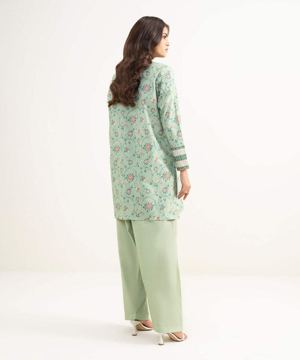 Women's Unstitched Lawn Embroidered Green 2 Piece Suit