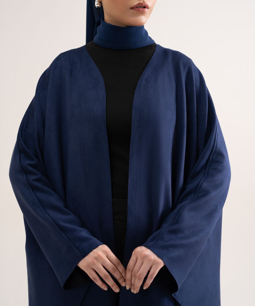 Women's Polyester Navy Blue Kaftan Abaya Set