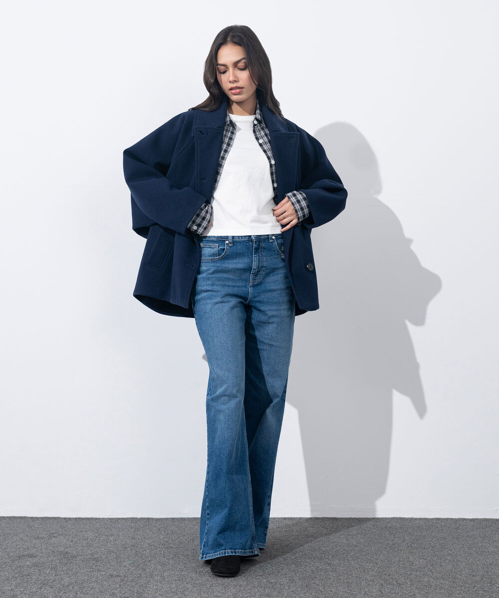 Women's Western Wear Blue Oversized Cape Coat