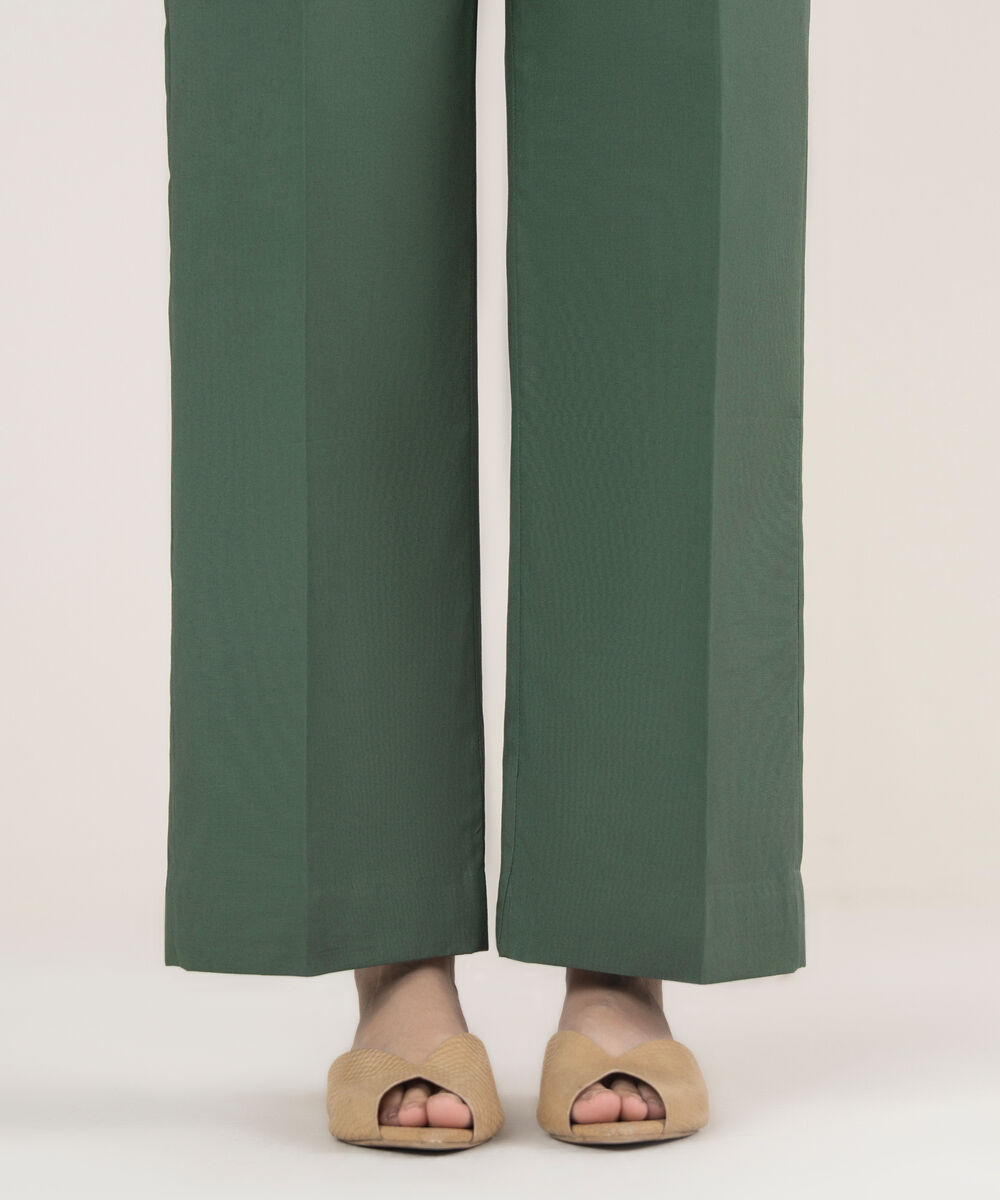 Women's Unstitched Cotton Printed Green Trousers Fabric