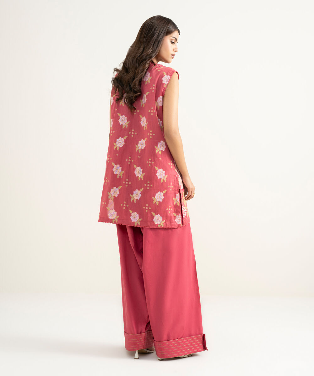 Women's RTW Extra Weft Jacquard Solid Pink 2 Piece Suit