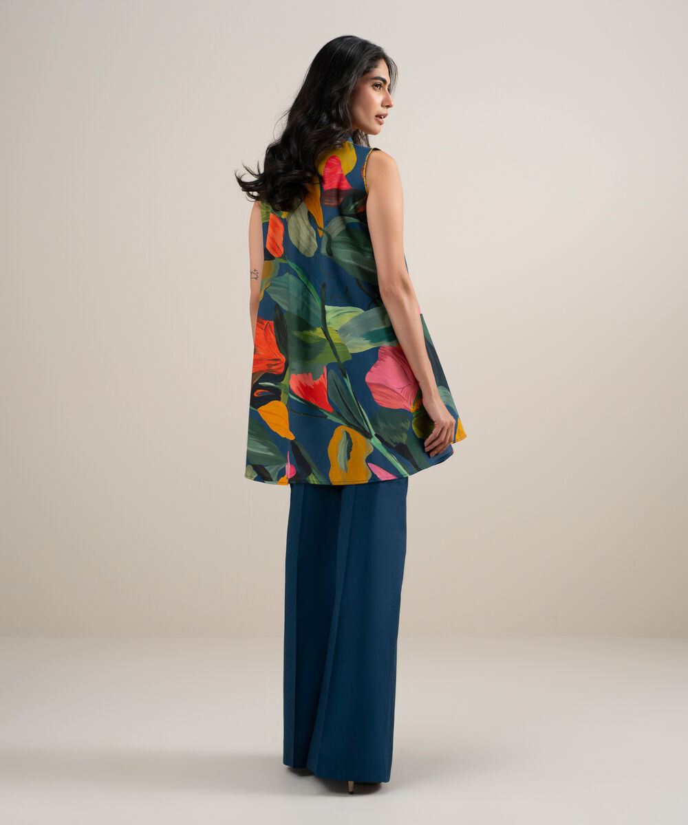 Women's Unstitched Lawn Printed Blue 2 Piece Suit
