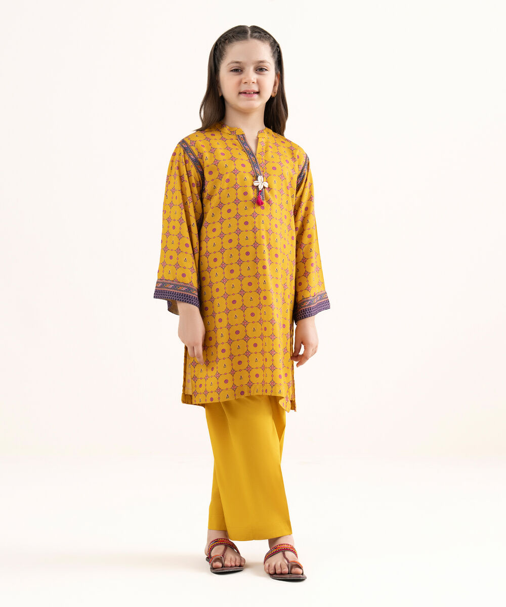 Girls Two Piece Printed Arabic Lawn Suit