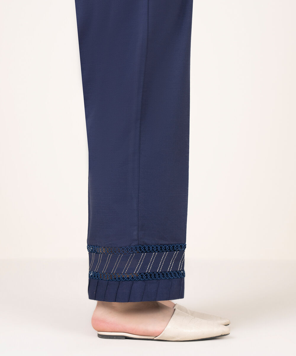 Women's RTW Khaddar Solid Blue Culottes