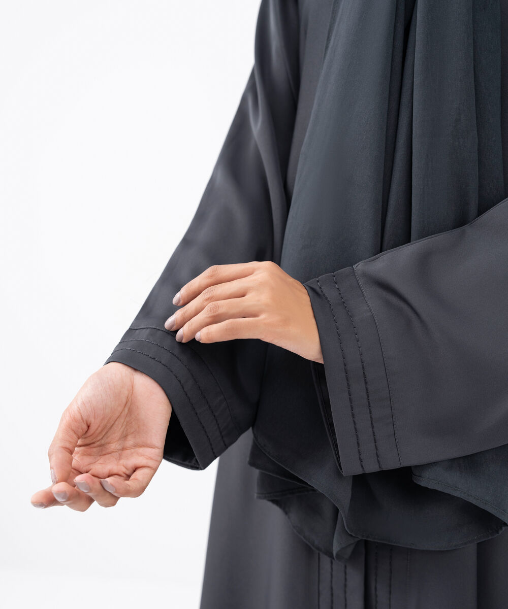 Women's Grey Polyester Abaya