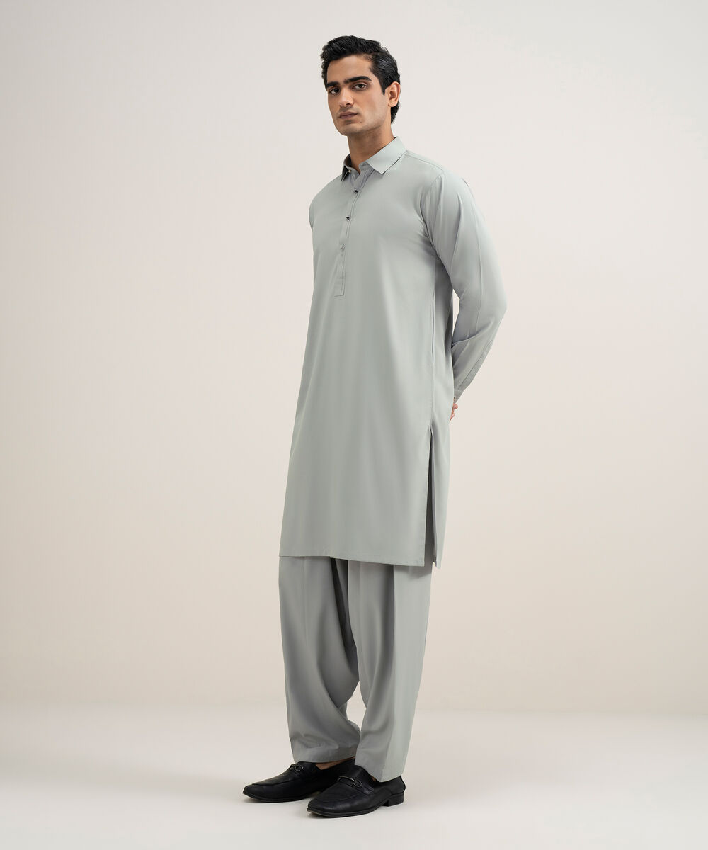 Men's Stitched Premium Wash & Wear Grey Suit