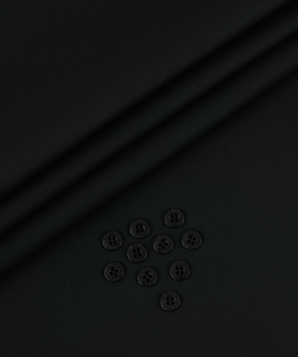 Men's Unstitched 2-Piece Premium Cotton Black Suit