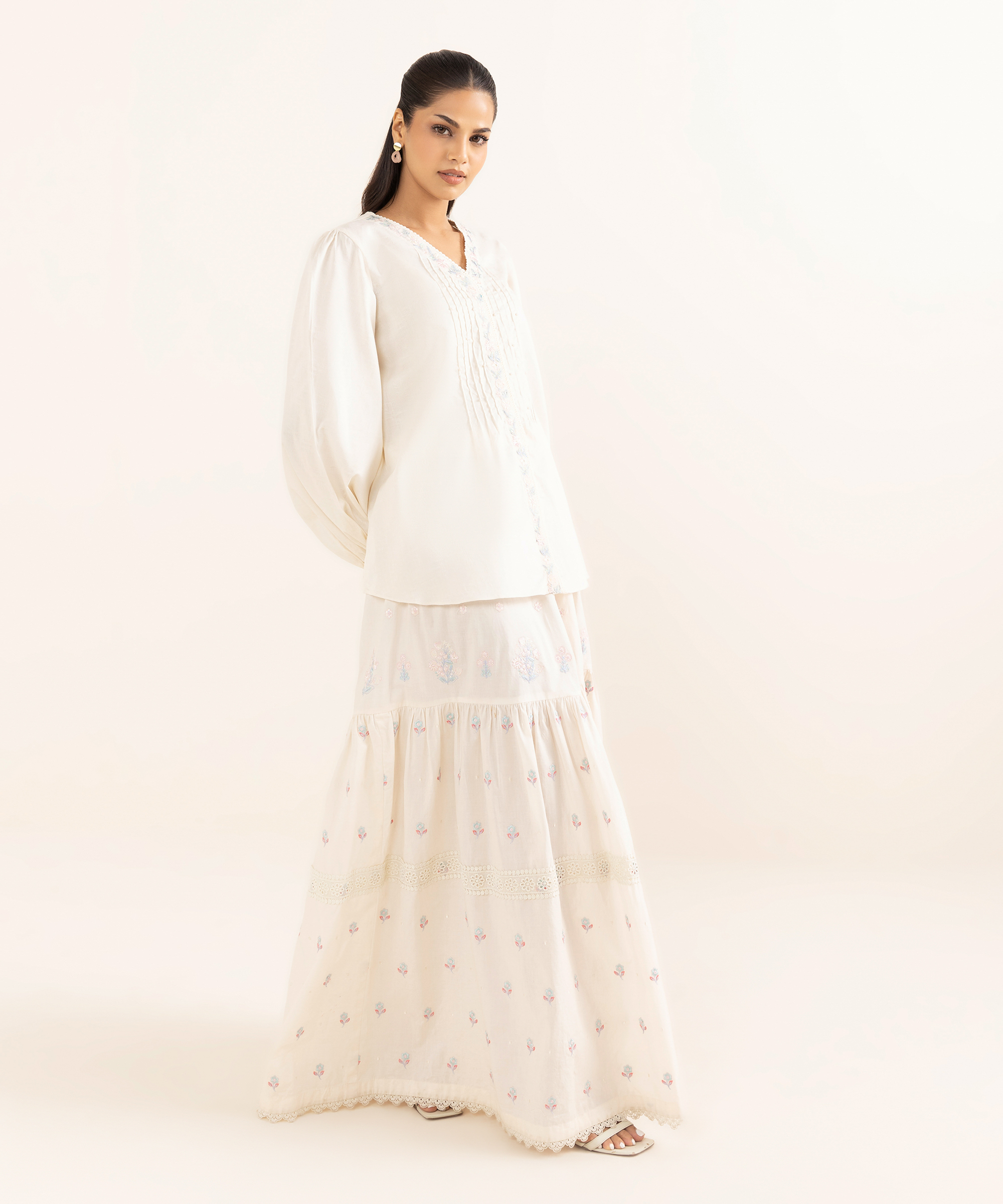 Woman’s 2 Piece - Embroidered Off-White Jacquard Suit