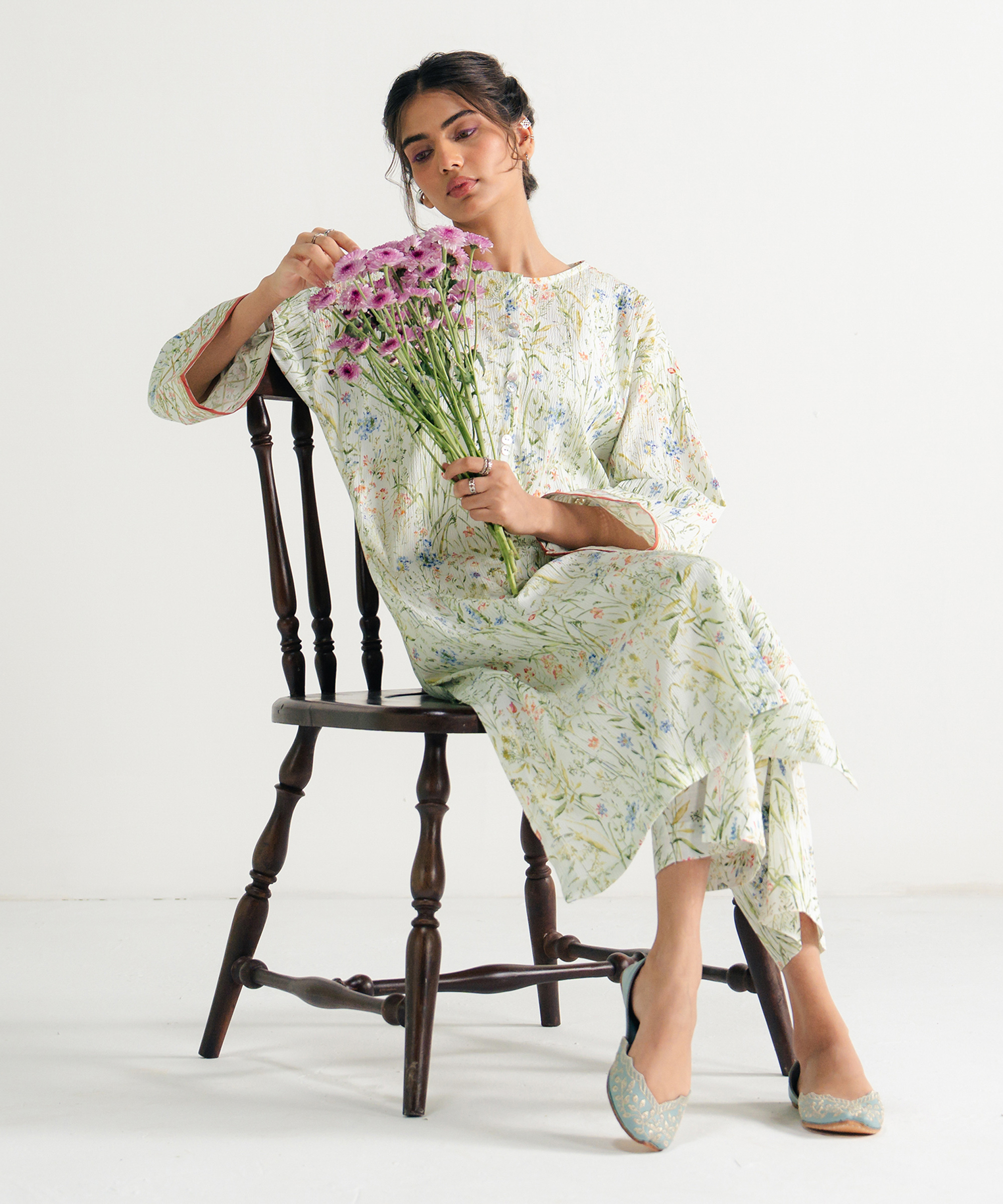 Woman’s Printed White Seersucker Shirt